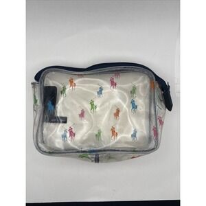Clear Polo Ralph Lauren Pony Logo Makeup Pouch Toiletry Bag Travel Y2k  8x6x2"